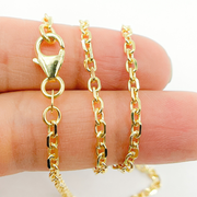 14K Solid Gold Diamond Cut Cable Chain